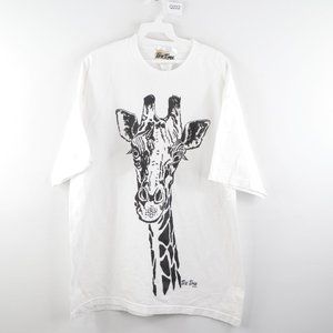 Vintage Big Giraffe Print Short Sleeve T-Shirt USA